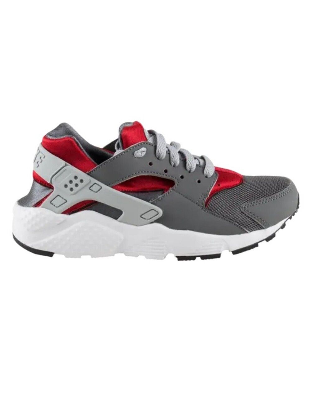 Nike Huarache Run GS Sneakers - Size 7 Big Boys - 654275-018 - Grey & Red